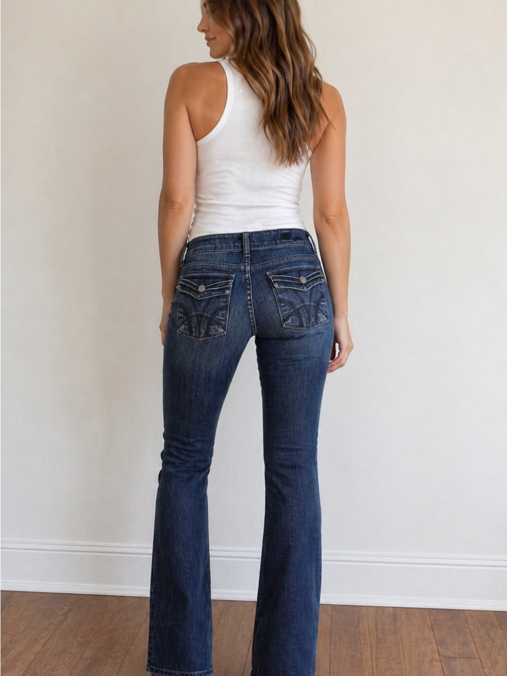 Kut from the Kloth High Rise Bootcut Jeans size 4 Back Flap Pocket Dark Blue